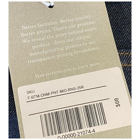 EVERLANE Mid Rise Skinny Jeans NWT $68 Rinse 5-Pocket Slim Leg Women's Size 25R - Picture 13 of 13